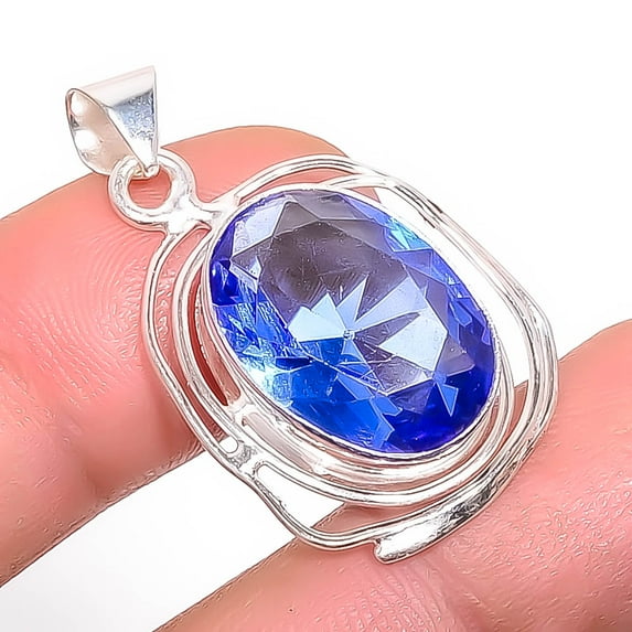 Tanzanite Quartz 925 Sterling Silver Pendant 1.37" P7348-5