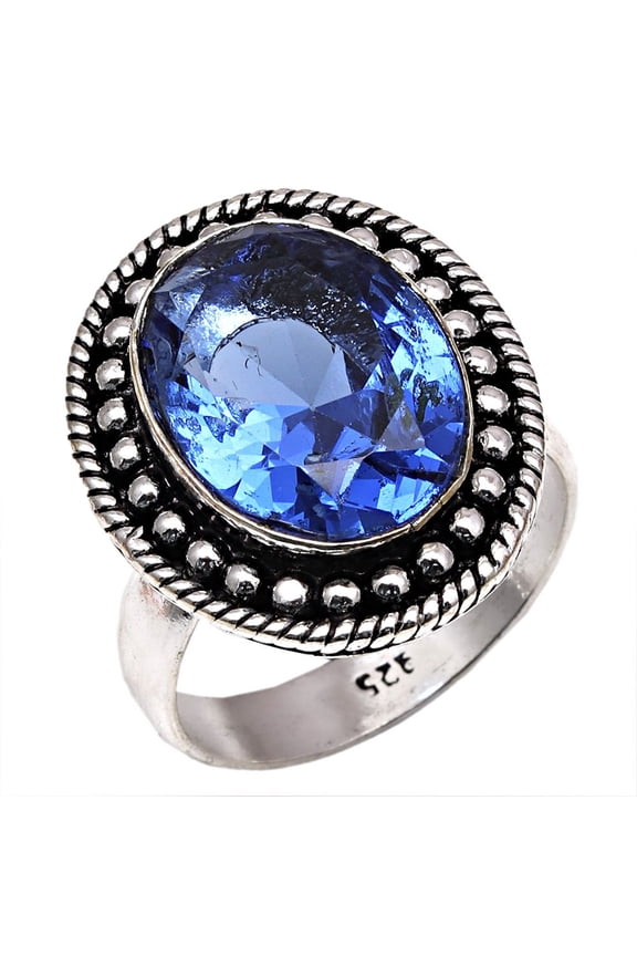 Tanzanite Quartz Gemstone Handmade Silver Jewelry  "9.5"