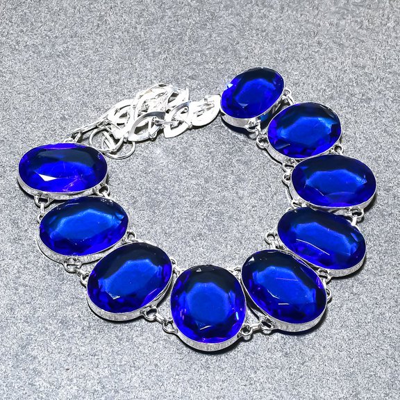 Tanzanite Quartz Oval Gemstone Necklace Adjustable Chain Gift Jewelry 18" AB 800