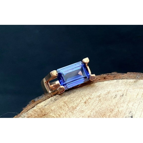 Tanzanite Ring Cushion Cut, Gemstone Ring, Handmade Ring, 925 Solid Sterling Silver Ring, Treated Tanzanite, Blue Stone Ring, Mens Ring