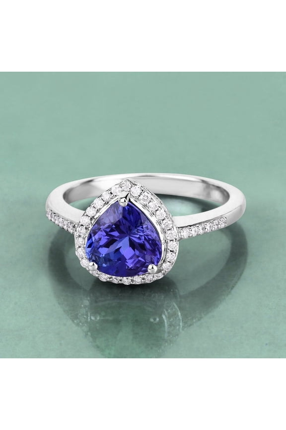 Trillion-Cut Tanzanite Gemstone Engagement Ring, 4.25 ct, 925 Sterling Silver Ring