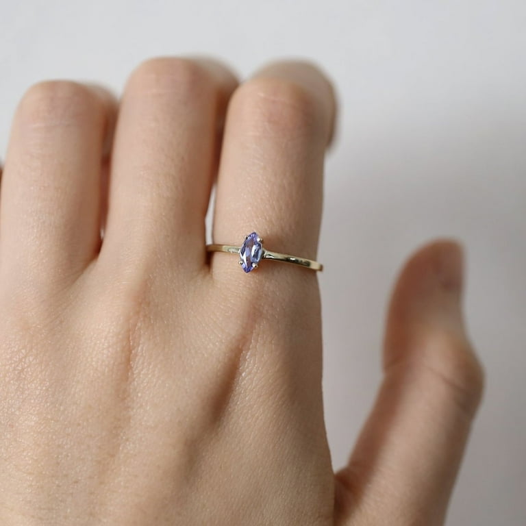 Tanzanite Solitaire Ring, Marquise Tanzanite Ring, 925 Sterling