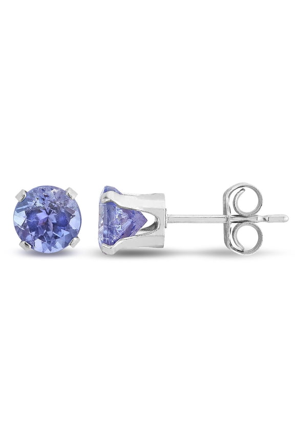 Tanzanite Solitaire Stud Earrings 3/4 Carat (Ctw) in Sterling Silver