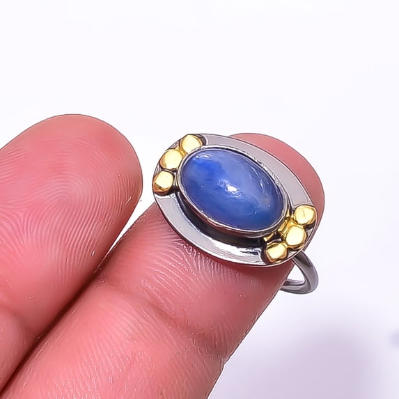 Tanzanite -Tanzania Black And Gold Plated 925 Sterling Silver Ring s.7.5, Vivid Blue Tanzanite Ring R_9490_293_48