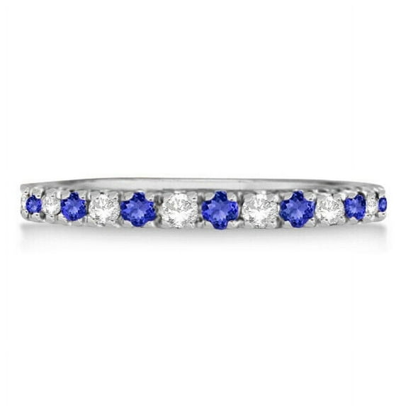 Tanzanite Topaz Eternity Stackable Ring Band Wedding Engagement 925 Sterling Silver Gemstone Jewelry For Women Gift