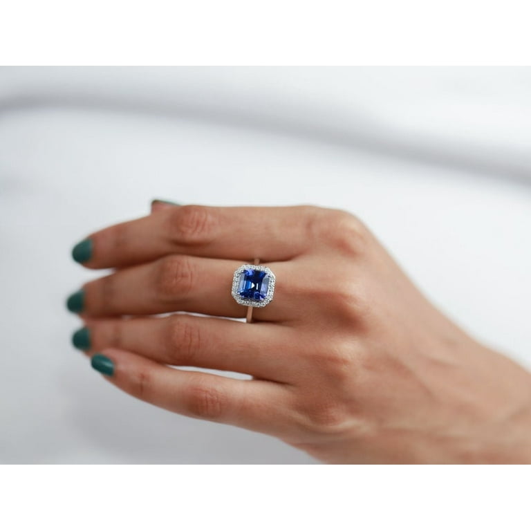 Tanzanite gemstone engagement ring, Emerald Cut Carat