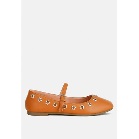 Tanzer Floral Eyelet Strapped Ballerinas