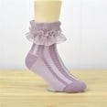 thumbnail image 1 of Tao 3 Pairs Toddler Girls Dress Socks Baby Ruffle Socks Cute Frilly Lace Socks Cotton Teen Girl Socks PurpleXL, 1 of 3