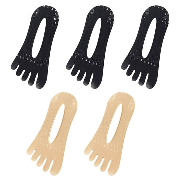 Tao 5 Pairs Toe Socks No Show Low Cut Socks for Women Summer Yoga Lace Liner Socks with Non-Slip Heel Grip Breathable KK