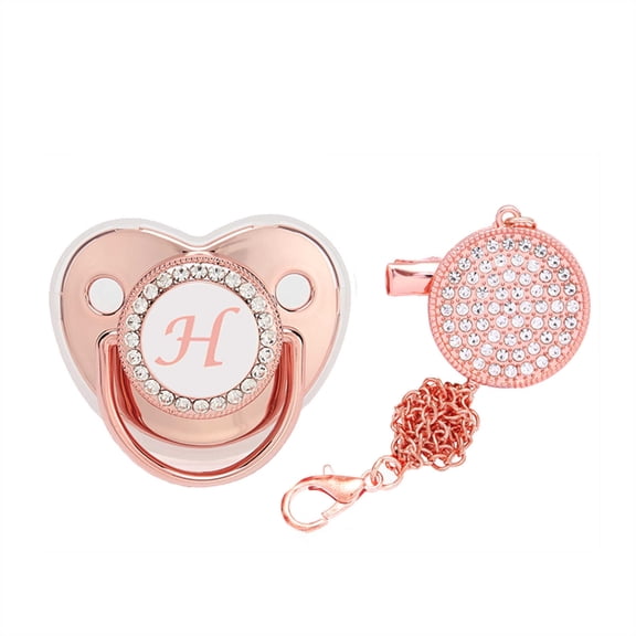 Tao Baby Boy Girl Pacifier And Clips With Rhinestones Rose Gold Bling Letters Baby Infant Newborn Pacifier Teething ToyRose GoldH