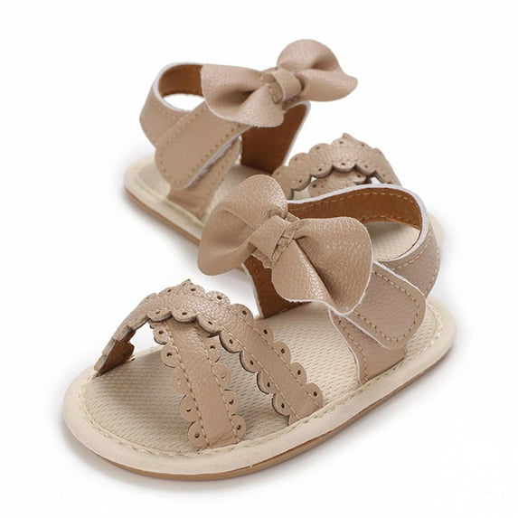 Tao Baby Boys Girls Sandals Summer Crib Shoes Soft Sole Infant Girls Princess Dress Flats First Walker Shoes Non-Slip Sandals Baby Sandals Toddler Shoes Beach SandalsKhaki12