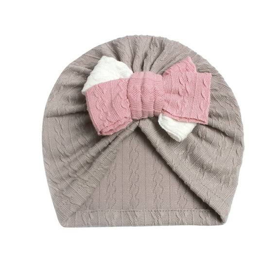Tao Baby Girl Velvet Big Hair Bow Knotted Head Wrap Oversized Bow Beanie India Cap Warm for Newborn Infant Toddlers KhakiFree Size
