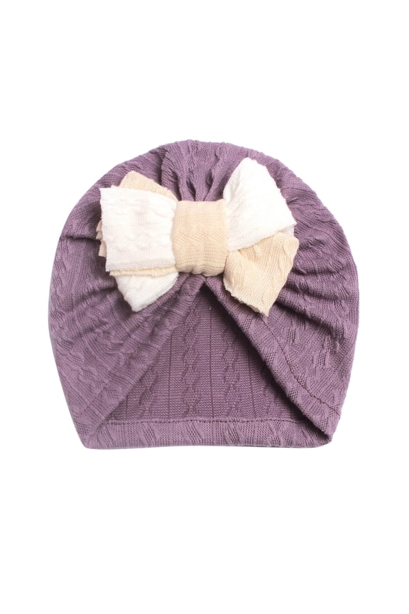 Tao Baby Girl Velvet Big Hair Bow Knotted Head Wrap Oversized Bow Beanie India Cap Warm for Newborn Infant Toddlers MulticolorFree Size