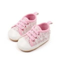 thumbnail image 1 of Tao Baby Girls Boys Shoes Soft Anti-Slip Sole Newborn First Walkers Star High Top Canvas Denim Unisex Infant Sneaker Baby Walking Shoes Toddler Crib ShoesPink11, 1 of 1