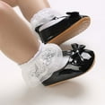 thumbnail image 1 of Tao Baby Girls Dress Shoes Flats With Bowknot Ballet Slippers Solid Color Non Skid Leather Shoes Toddler First Walkers Infant Princess Wedding Christmas Dress Shoes Black13, 1 of 1