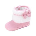 thumbnail image 1 of Tao Baby Girls Plush Winter Snow Bowknot Boots Anti-Slip Soft Sole Warm Infant Toddler Prewalker Booties Lightweight Warm Fur Lined Winter Boots Sweet Girls ShoesPink11, 1 of 1