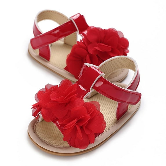 Tao Baby Girls Sandals Flat Sandals Summer Sandals New Soft Sole Non Slip Comfortable Fashion Sandals Baby Walking Shoes Wedding Flats Shoes Beach SandalsRed13