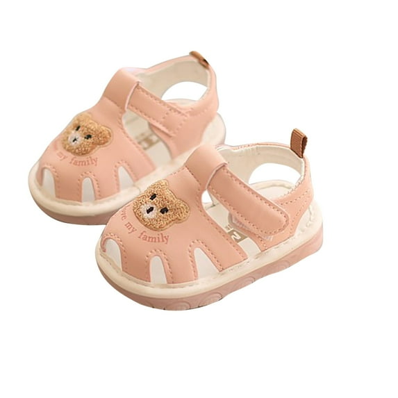 Tao Baby Toddler Infant Girls Sandals PU Leather Soft Summer Closed-Toe Sandals Flower Princess Flat Shoes Pink18