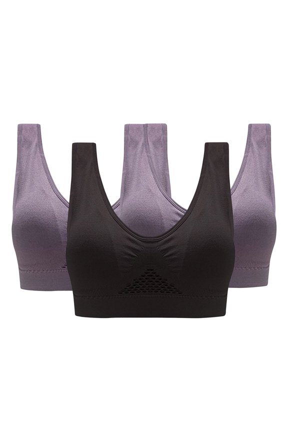 Tao Bras For Women Smoothing Wire-Free Gathered Comfort Bra Full Coverage Posture Correcting Plus Size Minimizer Bralette 3-PackBlackXL