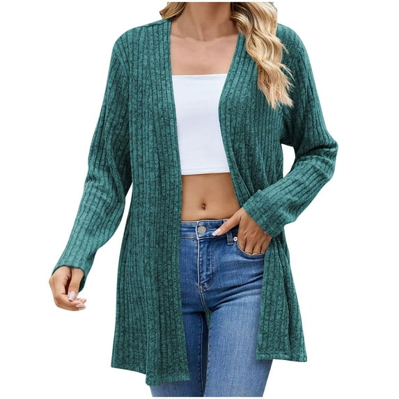 Tao Cardigan Sweaters For Women, Womens Lightweight Long Sleeve Open Front Cardigans Casual Solid Color Fall Coat Tops Olive GreenM