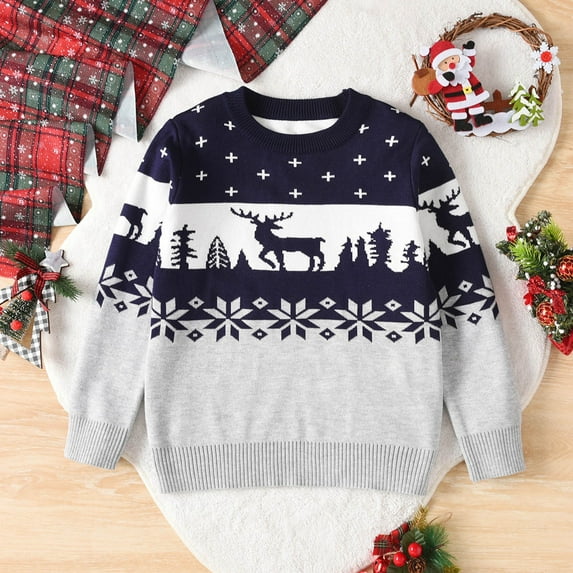 Tao Christmas Sweater For Kids Boys Girls Christmas Knit Sweater Round Neck Long Sleeve Pullover Holiday Party Jumper Sweatshirt Gray6 Years