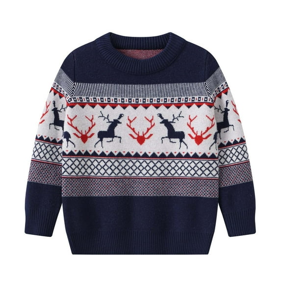 Tao Christmas Sweater For Kids Boys Girls Christmas Knit Sweater Round Neck Long Sleeve Pullover Holiday Party Jumper Sweatshirt Navy3 Years