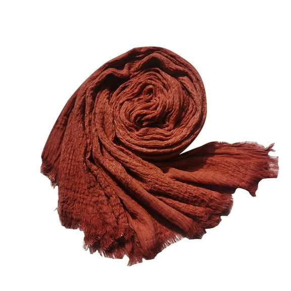 Tao Cotton Linen Fashion Scarf,Gradient Two-tone Four Season Scarf Shawl Beach Gauze,Long Lightweight Travel Scarf RedFree Size