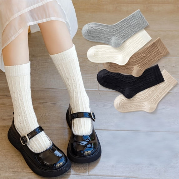 Tao Crew Socks For Girls Multipairs Cotton Cushioned Athletic Socks Retro Slouch Socks Mid Calf Rib Tube Socks WhiteXL