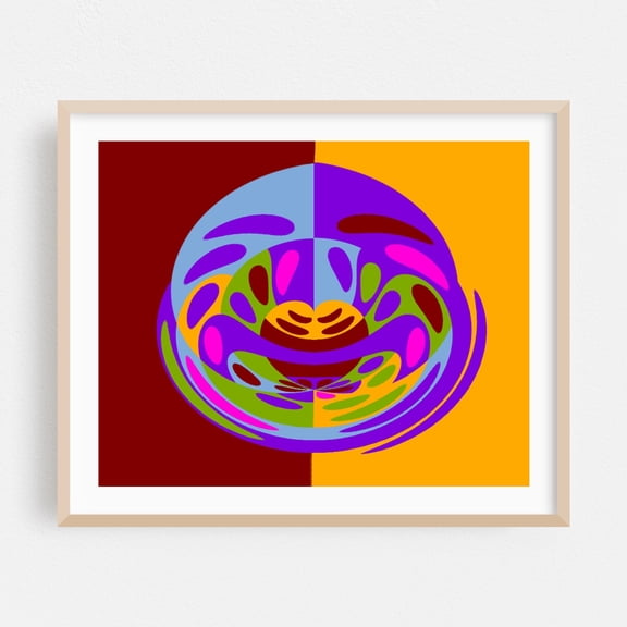 Tao - Digital Art Abstract Geometric Modern Art Psychedelic Surrealism Pattern Oak Framed Wall Art Print 9 x 12 inches