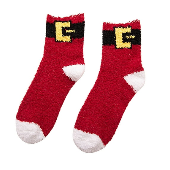 Tao Fuzzy Socks For Women,Fuzzy Socks Cozy Winter Fuzzy Socks Cute Socks For Girls Fuzzy Christmas Stockings RedFree Size