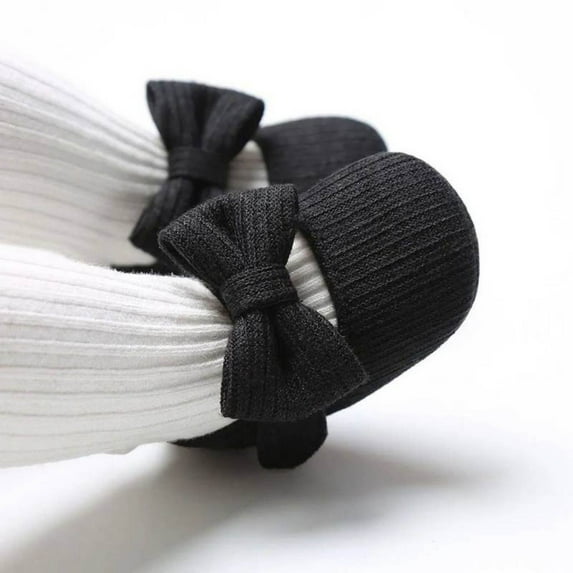 Tao Infant Baby Boys Girls Slippers Cozy Mesh Fabric Booties Soft Bottom Warm Cartoon Socks Newborn Crib Shoes Non-Slip Baby Walking Shoes Cute Knitted Woolen Cloth ShoesBlack12