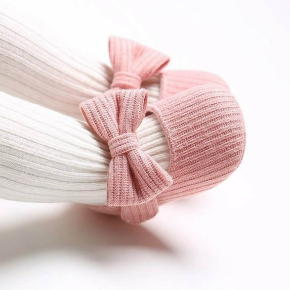 Tao Infant Baby Boys Girls Slippers Cozy Mesh Fabric Booties Soft Bottom Warm Cartoon Socks Newborn Crib Shoes Non-Slip Baby Walking Shoes Cute Knitted Woolen Cloth ShoesPink11