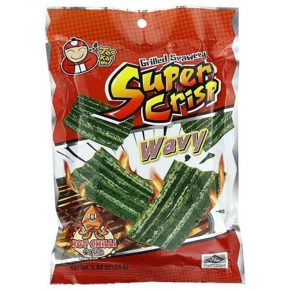 Tao Kae Noi, Grilled Seaweed Super Crisp , Wavy, Hot Chilli Squid, 0.84 oz Pack of 3