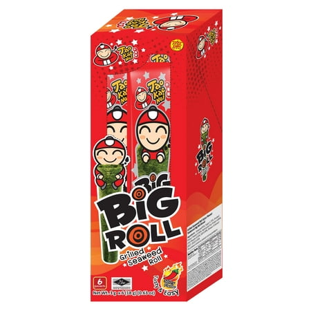Tao Kae Noi Spicy Flavor Grilled Seaweed Roll Snack, 0.63 oz, 6 Count Box