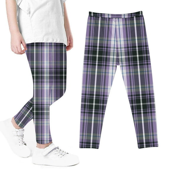 Tao Kids Boys Girls Plaid Leggings Elastic Waisted Pants Yoga Pants Tights Pants Stretch Dance Pants Mosquito Resistant PantsPurple7 Years