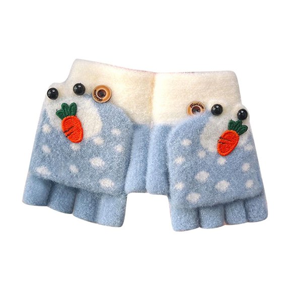 Tao Kids Fingerless Gloves Convertible Flip Top Gloves Winter Warm Half Finger Mitten For Kids Boy GirlBlueFree Size
