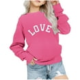 thumbnail image 1 of Tao Tao Kids Girls Boys Casual Crewneck Sweatshirt Classical Letter Graphic Prints Blouses Long Sleeve Tops Cute Pullover Loose Fit For Valentines Day Pink 11 Years, 1 of 7