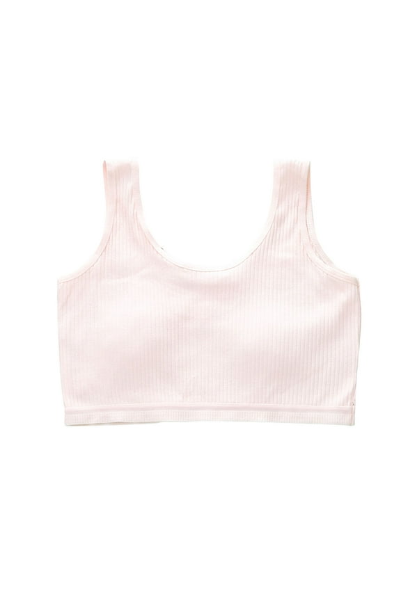 Tao Kids Girls' Cotton Built-Up Stretch Sports Bra Solid Color Comfortable Bra Cotton Bralette Seamless Cami Crop Bras Pink13 Years