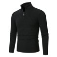 thumbnail image 1 of Tao Men's Quarter Zip Sweaters Slim Fit Long Sleeve Pullover Casual Lightweight Knit Tops Solid Basic Mock Neck Polo Sweaters Black2XL, 1 of 1