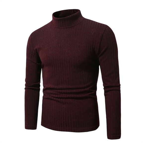 Tao Men's Slim Fit Turtleneck Sweater Casual Twisted Knitted Pullover Sweaters Solid Color Knit Long Sleeve Sweater Warm Sweater Burgundy2XL