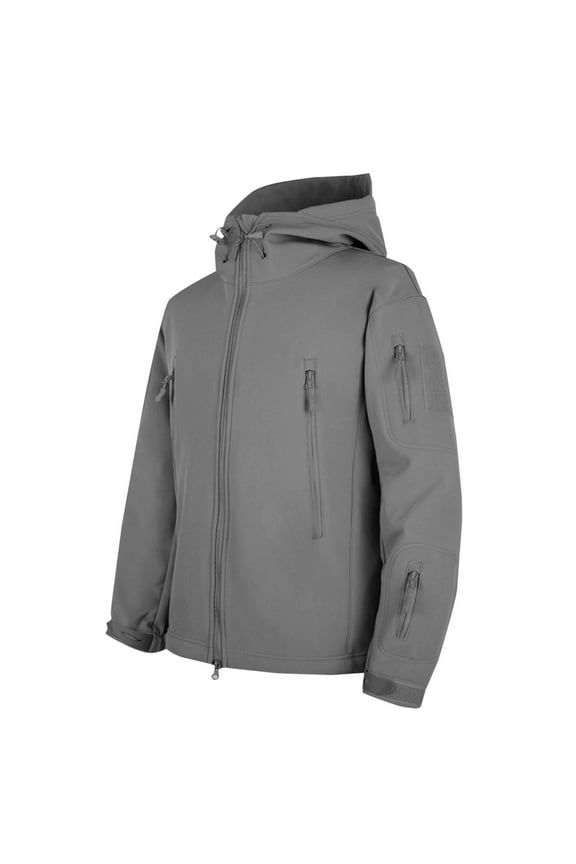 Tao Men's Special Ops Military Tactical Rain Jackets Winter Warm Fleece Softshell Hooded Raincoat Snowboard GrayM