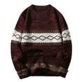 thumbnail image 1 of Tao Men's Sweater Knitted Pullover Aztec Pattern Jumper Crewneck Long Sleeve Sweatshirts Fashion Casual Large Sweater Burgundy2XL, 1 of 1