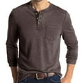 thumbnail image 1 of Tao Mens Fashion Henley Shirts Long Sleeve Button Cotton T-Shirt with Pocket CoffeeL, 1 of 1