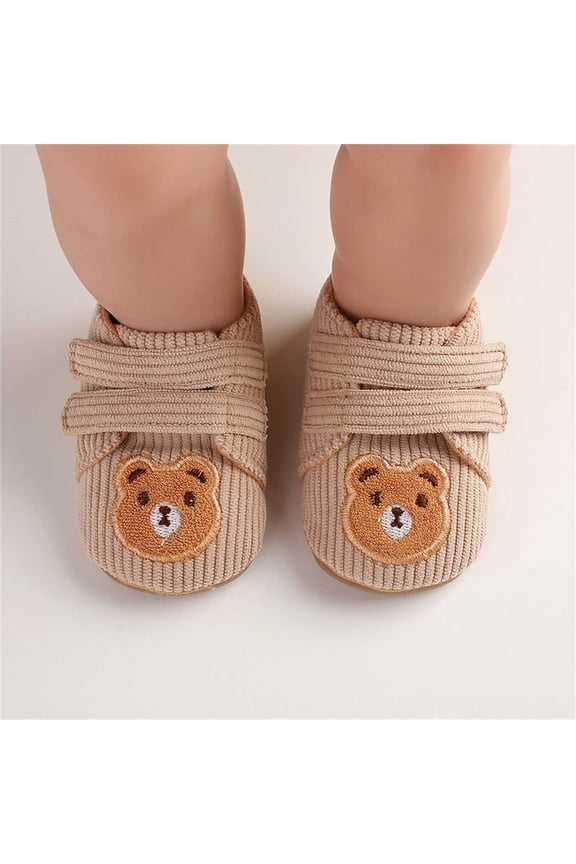 Tao Newborn Baby Boys Girls Cute Bear Booties Cozy Fleece Booties Stay On Socks Non Skid Soft Sole Infant Toddler Warm Winter House Slipper Crib Shoes Warm Plush ShoesKhaki11