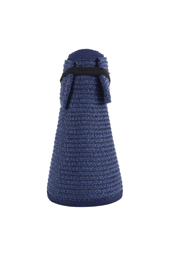 Tao Straw Sun Visors For Women, Wide Brim Roll-Up Sun Hat, Topless Summer Beach Hat, Packable Travel Hat - UV Protection Navy