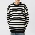 thumbnail image 1 of Tao Striped Sweaters for Men Crewneck Soft Knit Sweater Casual Regular Fit Warm Classic Pullover 2024 Fall Winter Jumper Tops BlackL, 1 of 1