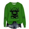 thumbnail image 1 of Tao Tao Sweatshirt For Toddle Boys Girls Cute Funny Cow Graphic Sweatshirt Crew Neck Long Sleeve Loose Fit Pullover Tops Western Sweatshirt Green 13 Years, 1 of 3