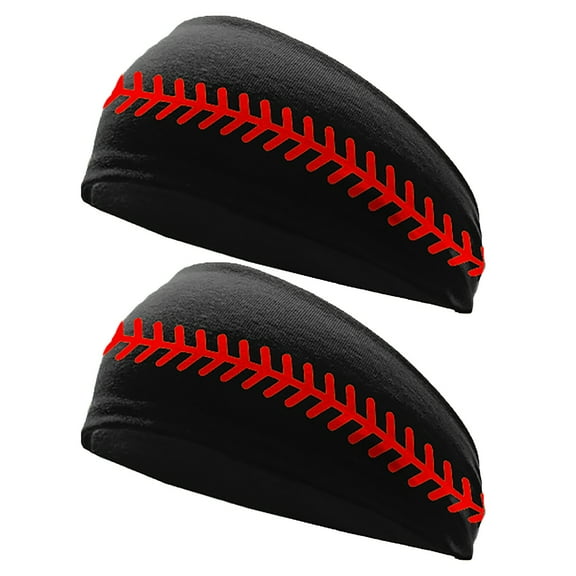 Tao Tao 2PCS Outdoor Sports Hairbands Hair Accessories Baseball Softball Headband Non Slip Elastic Yoga Workout Headband For Men Women Black Free Size