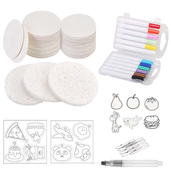 Tao Tao 3D Textured Painting Kit With Magic Foam Sponge, For Travel-Friendly DIY Craft Set For Classroom & Birthday Parties, Mess-Free Family Craft Activity, Magic Canvas Bubble Art Kit Round