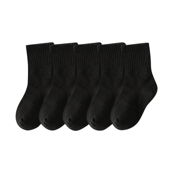 Tao Tao 5 Pack Ankle Cotton Cushioned Solid Socks For Children Boys And Girls Athletic Arch Support Stylish Vintage Look Black 6 Years